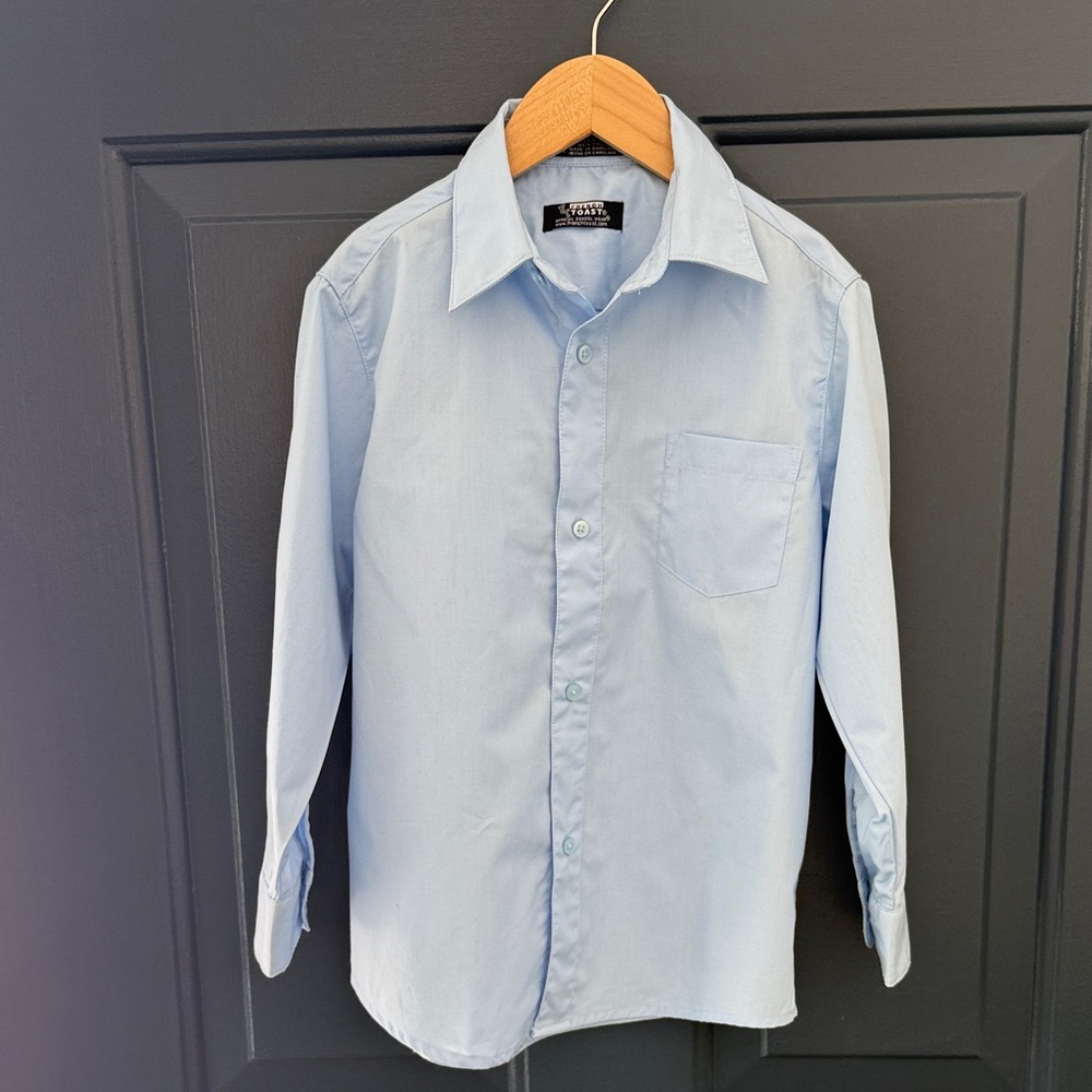 French Toast Light Blue Button Down Boys School Uniform Dress Shirt - Size 7